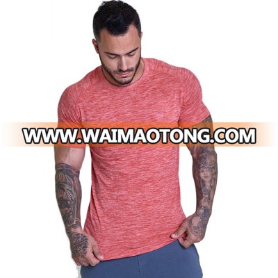 Custom printing blank dry fit workout performance seamless plain t shirts tri blend 3d knitted tee shirts