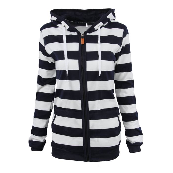 Hot Sell Women's Hoodies Custom Stripe New Coming Hoodie Set Sportswear Shirt Striped Hoodie Drawstring Zip Up Sweater